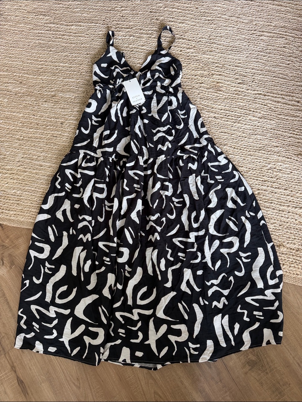 Black & White Abstract Tiered Sundress - Picture 3 of 5